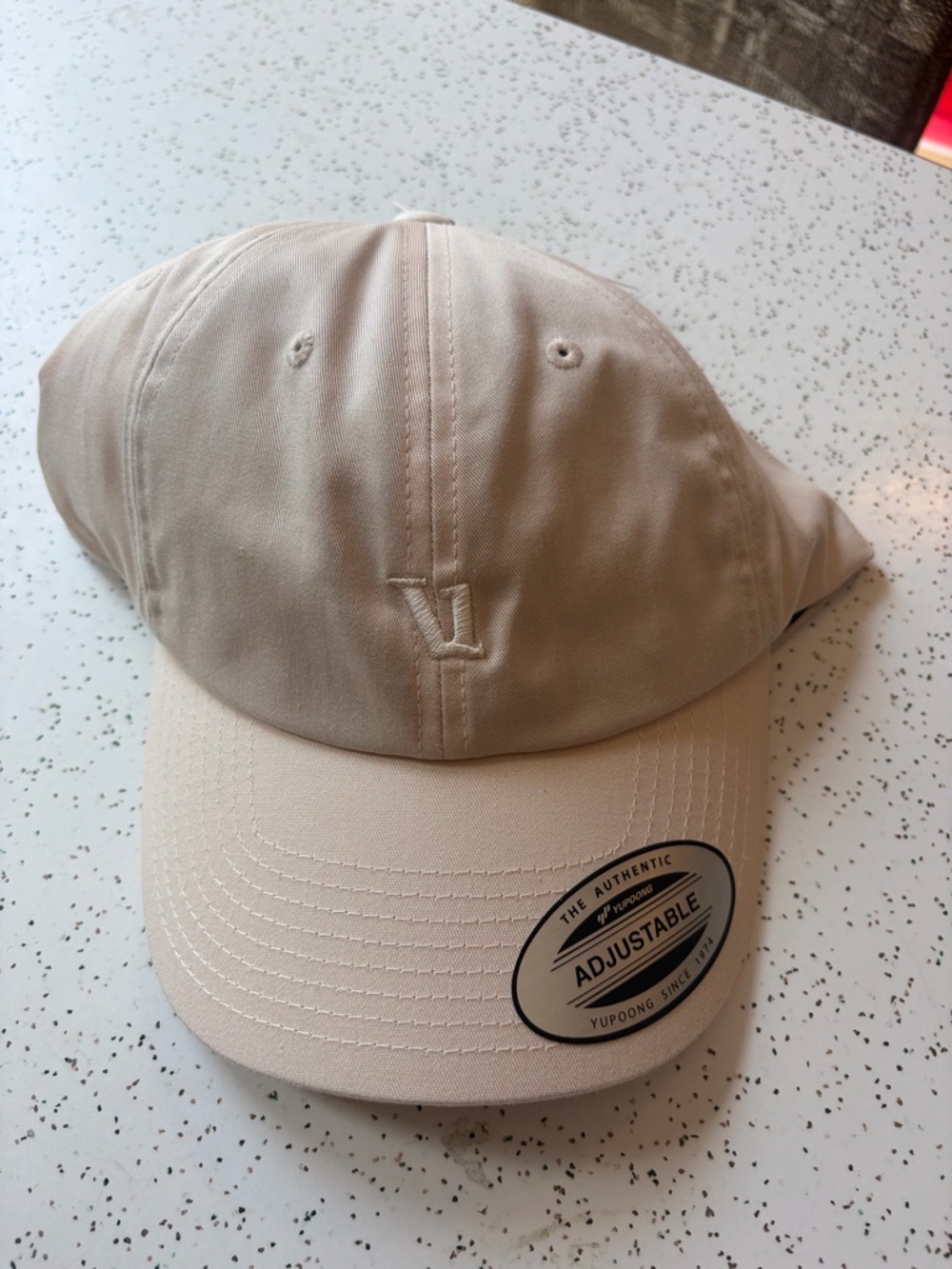 Beige Embroidered Logo Baseball Cap